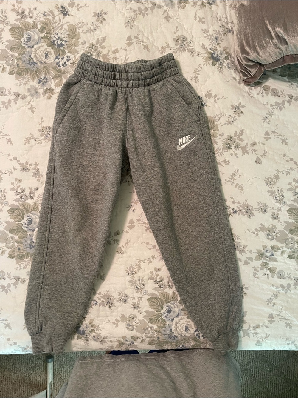 Nike Gray Kids' Fleece Joggers with White Logo